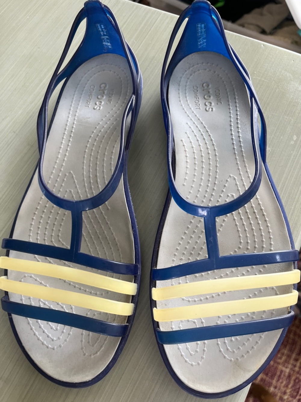 Crocs Sandals Blue and Yellow Size 8